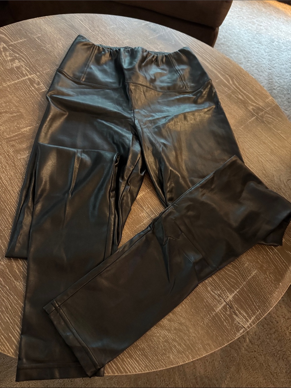 Women's Black Faux Leather Leggings